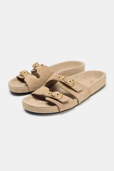 SANDALES EN DAIM À BOUCLES - Beige de Zara - Image 2