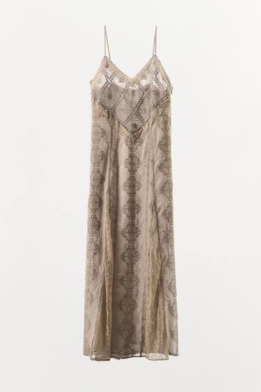 EMBROIDERED LACE DRESS - Grey by Zara - Image 6