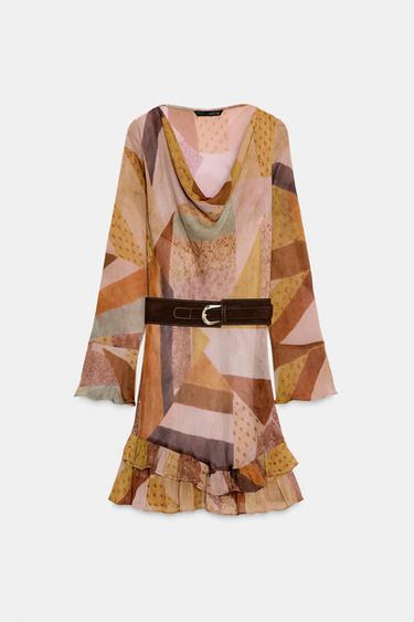 MINI PATCHWORK PRINT DRESS WITH BELT - Multicoloured by Zara - Image 5