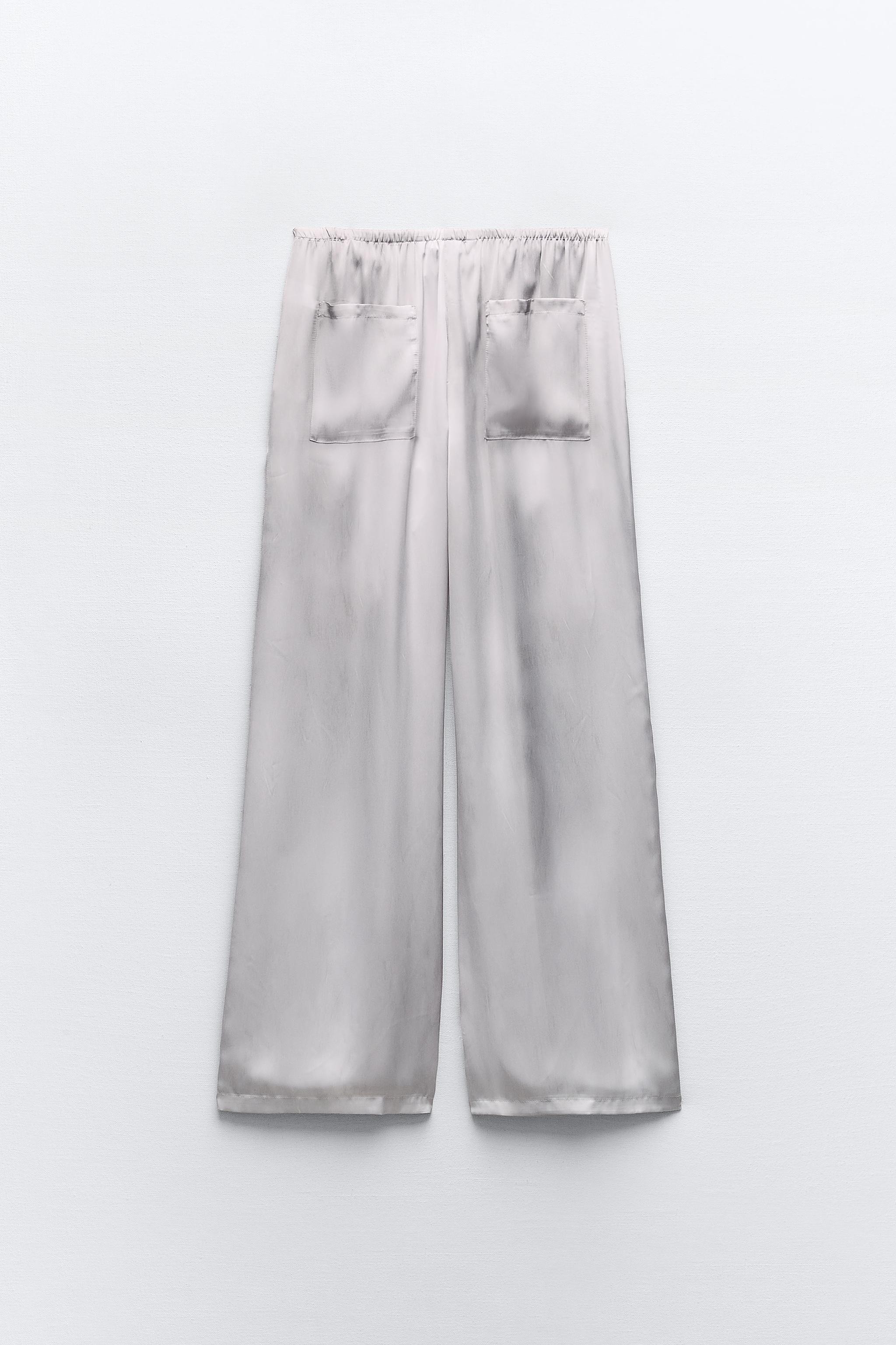 TROUSERS WITH SATIN WAISTBAND - Light camel