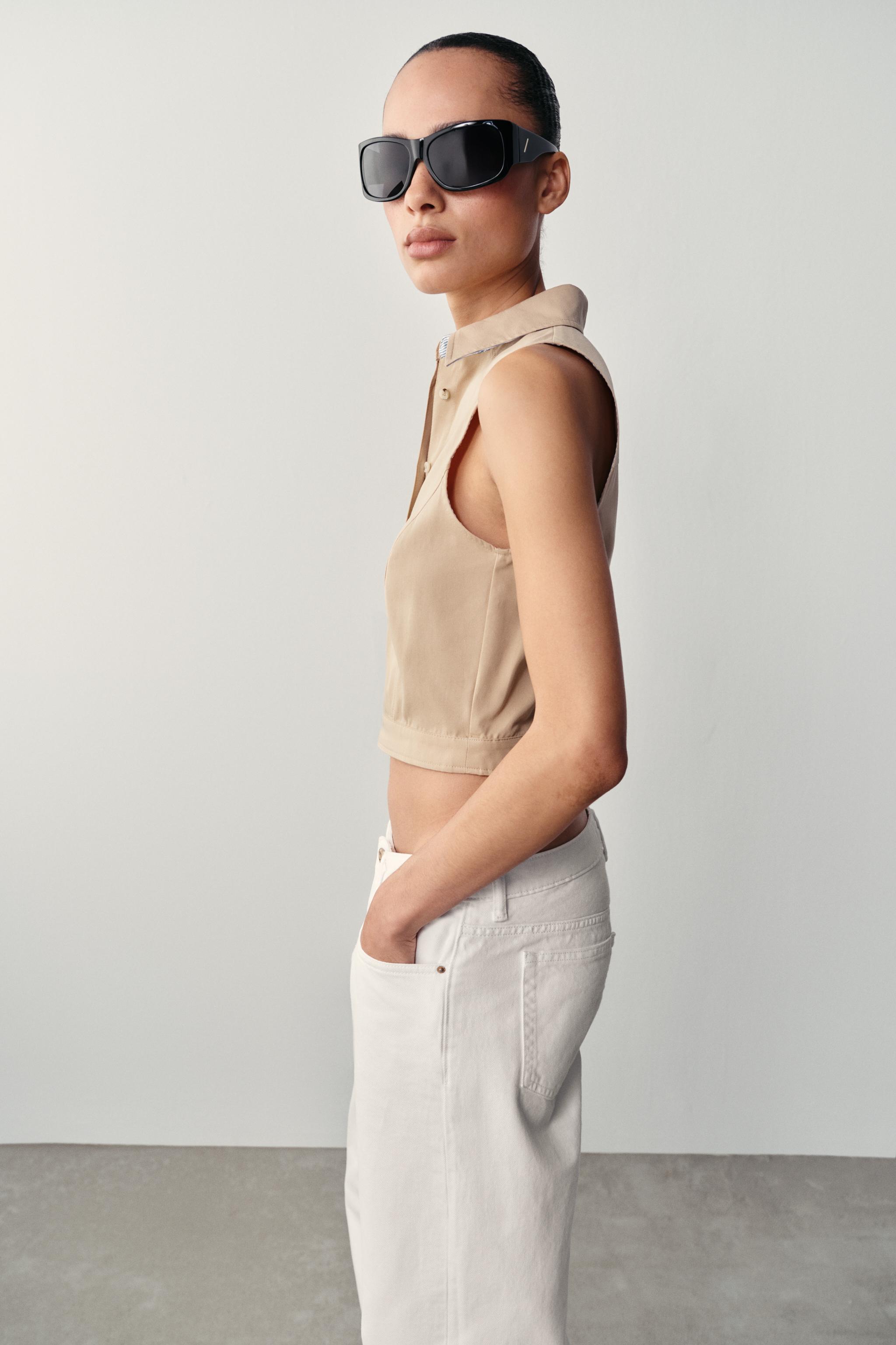Женские рубашки Zara CONTRAST TRIM SHIRT TOP — фото 3