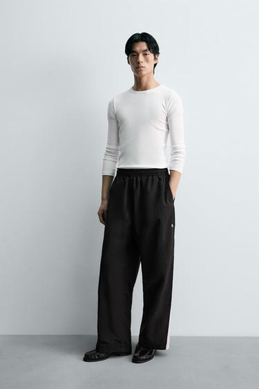 RELAXED FIT TECHNICAL TROUSERS - Black by Zara