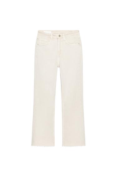 Zara TRF HIGH-WAIST CROPPED FLARE JEANS - Ice