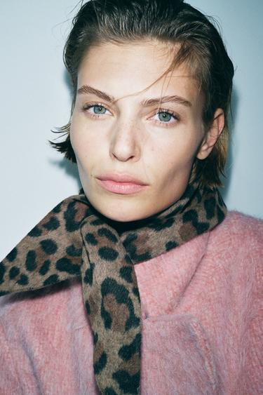 Zara ANIMAL PRINT WOOL BLEND BANDANA - Leopard