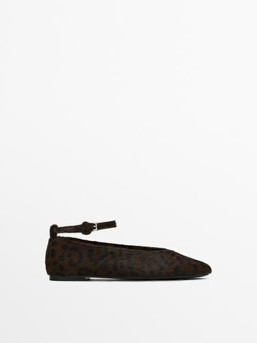 Zara Printed faux fur ballet flats - Leopard - Image 0