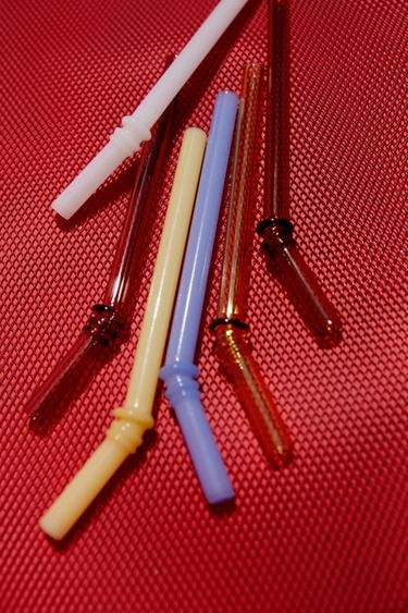 SET OF BOROSILICATE GLASS STRAWS - Brown-Blue by Zara