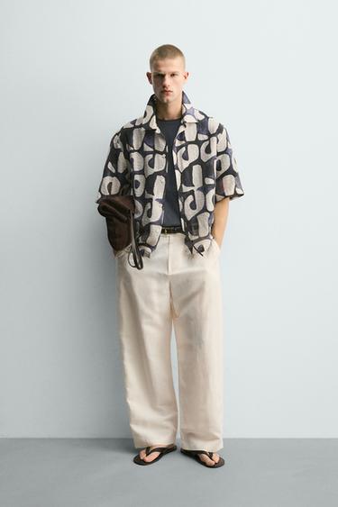 GEOMETRIC PRINT SHIRT - Dark navy by Zara