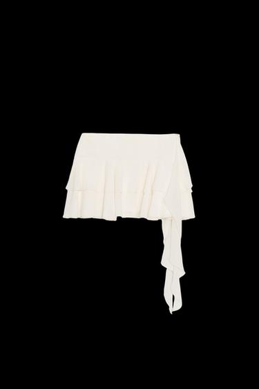 FALDA PANTALÓN VOLANTES - Crudo de Zara