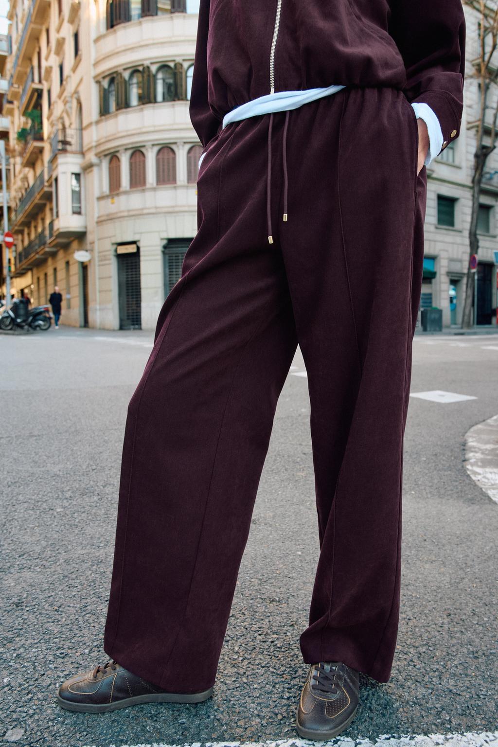WIDE LEG ELASTIC WAIST PANTS