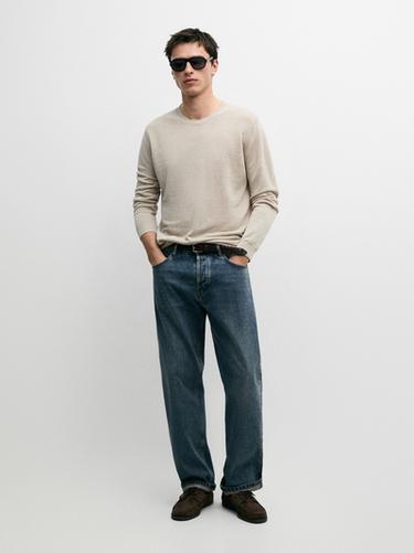 Zara Linen knit crew neck sweater - Beige