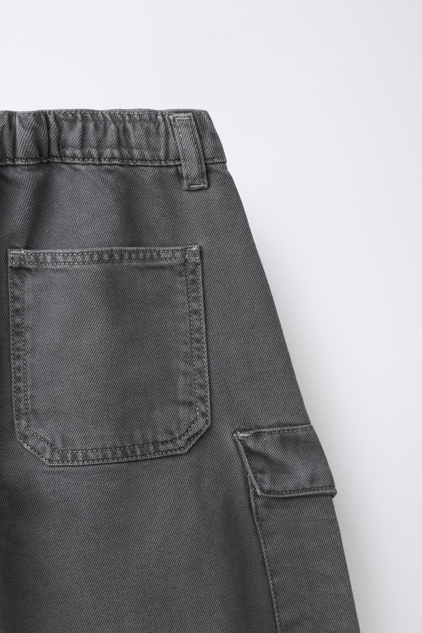 Детские брюки Zara Barrel Cargo, цвет: Серый — фото 4