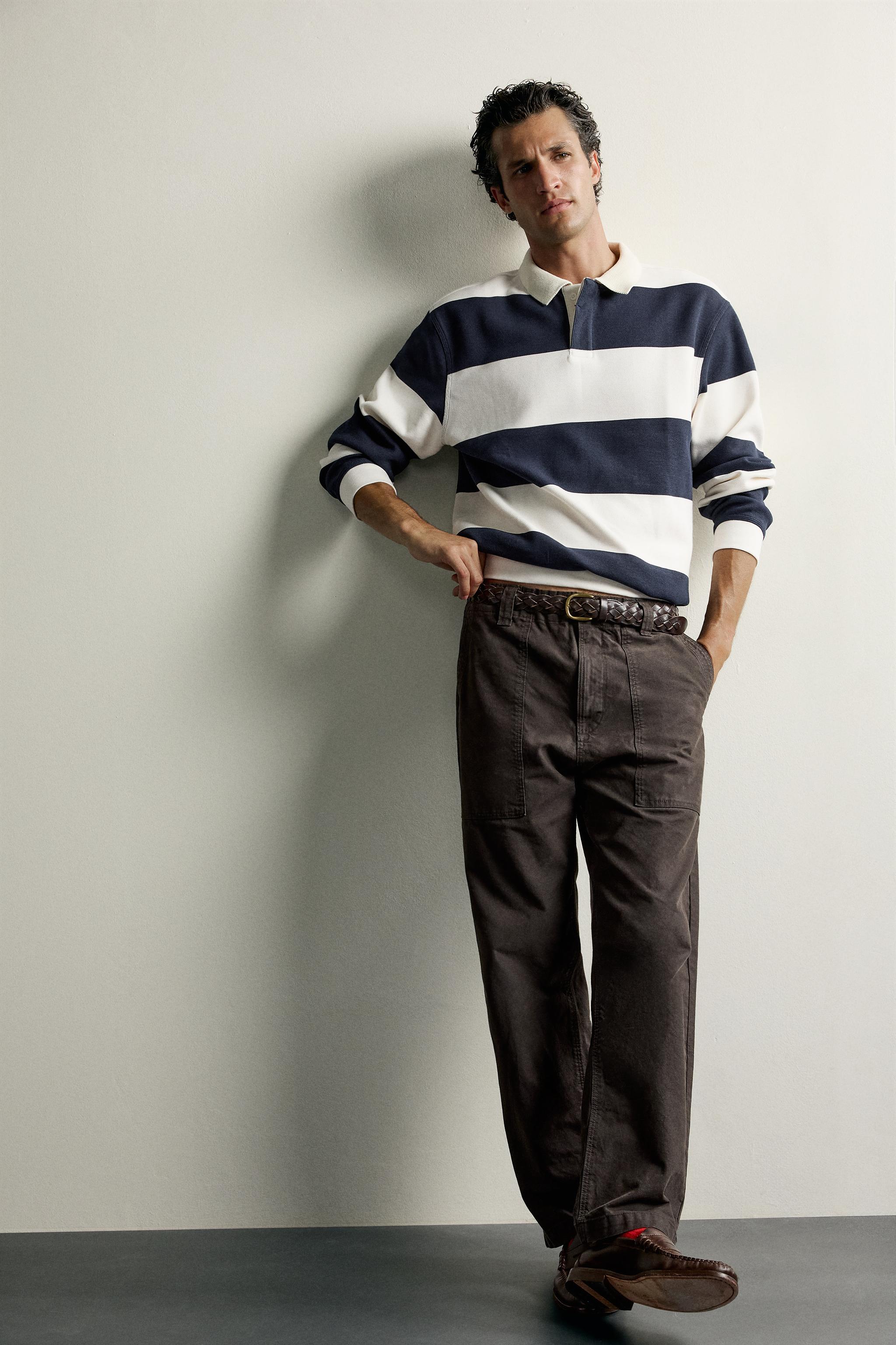 POLO EN PIQUÉ À RAYURES RELAXED FIT