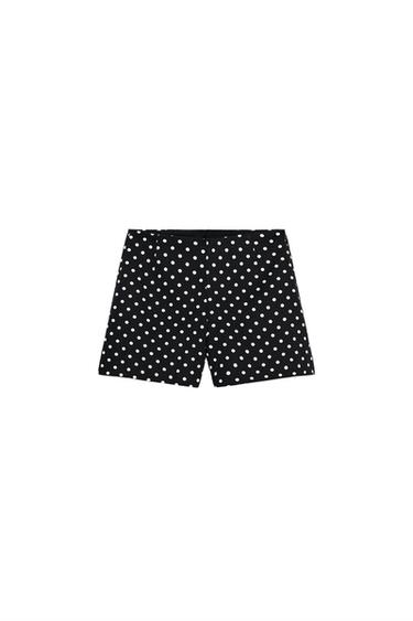 HIGH-WAIST DOT SHORTS - Black / Ecru by Zara