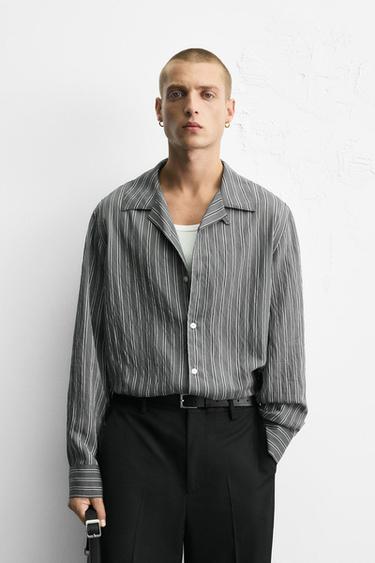 CREASED-EFFECT STRIPED FLOWING SHIRT - striped by Zara