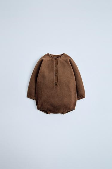 Zara 100% MERINO WOOL BODYSUIT - Brown