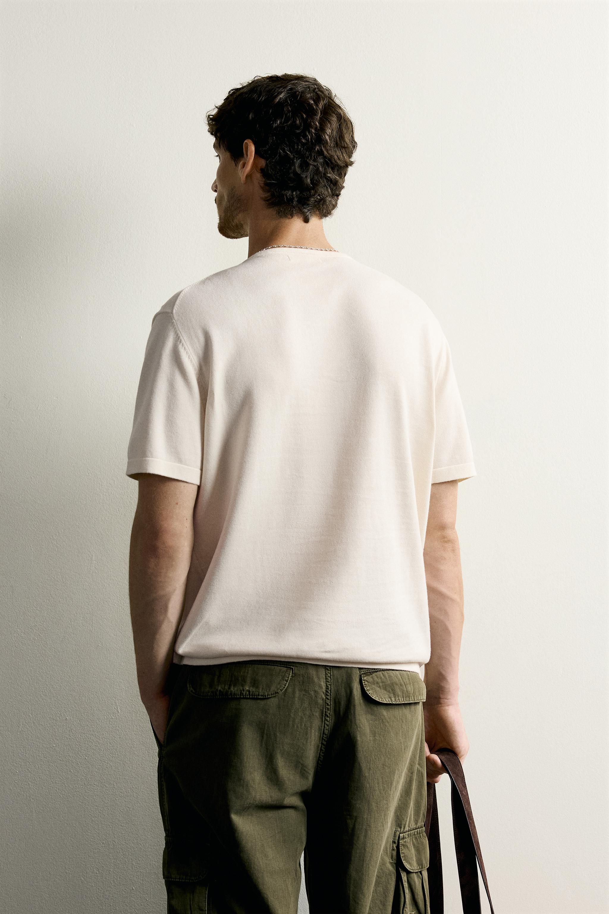 Мужские футболки Zara REGULAR FIT KNIT T-SHIRT — фото 3