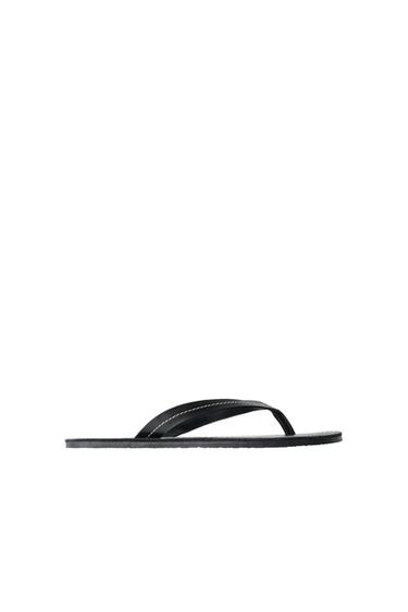 Zara LEATHER SANDALS - Black