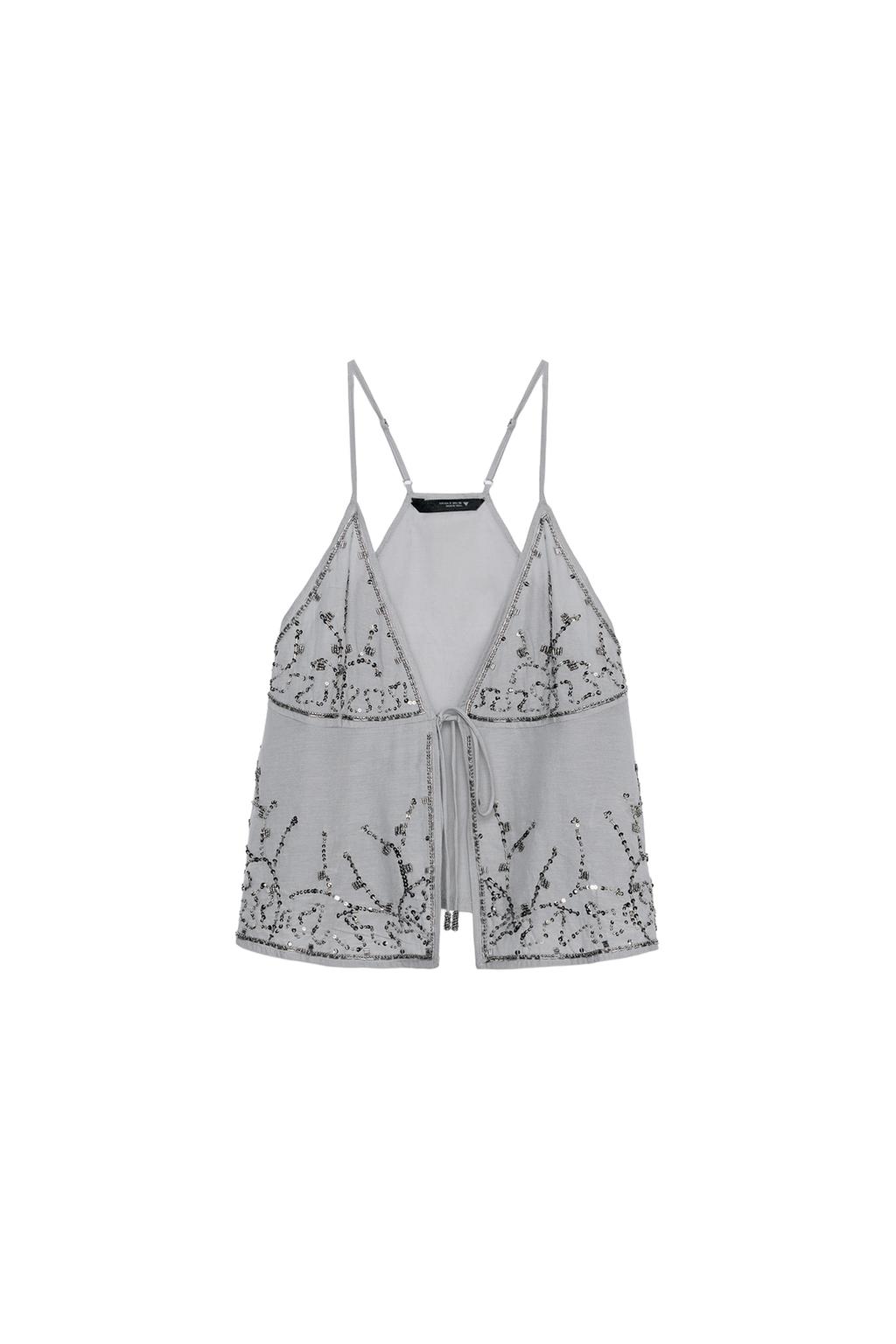BEADED TIE-FRONT CAMISOLE - image 3