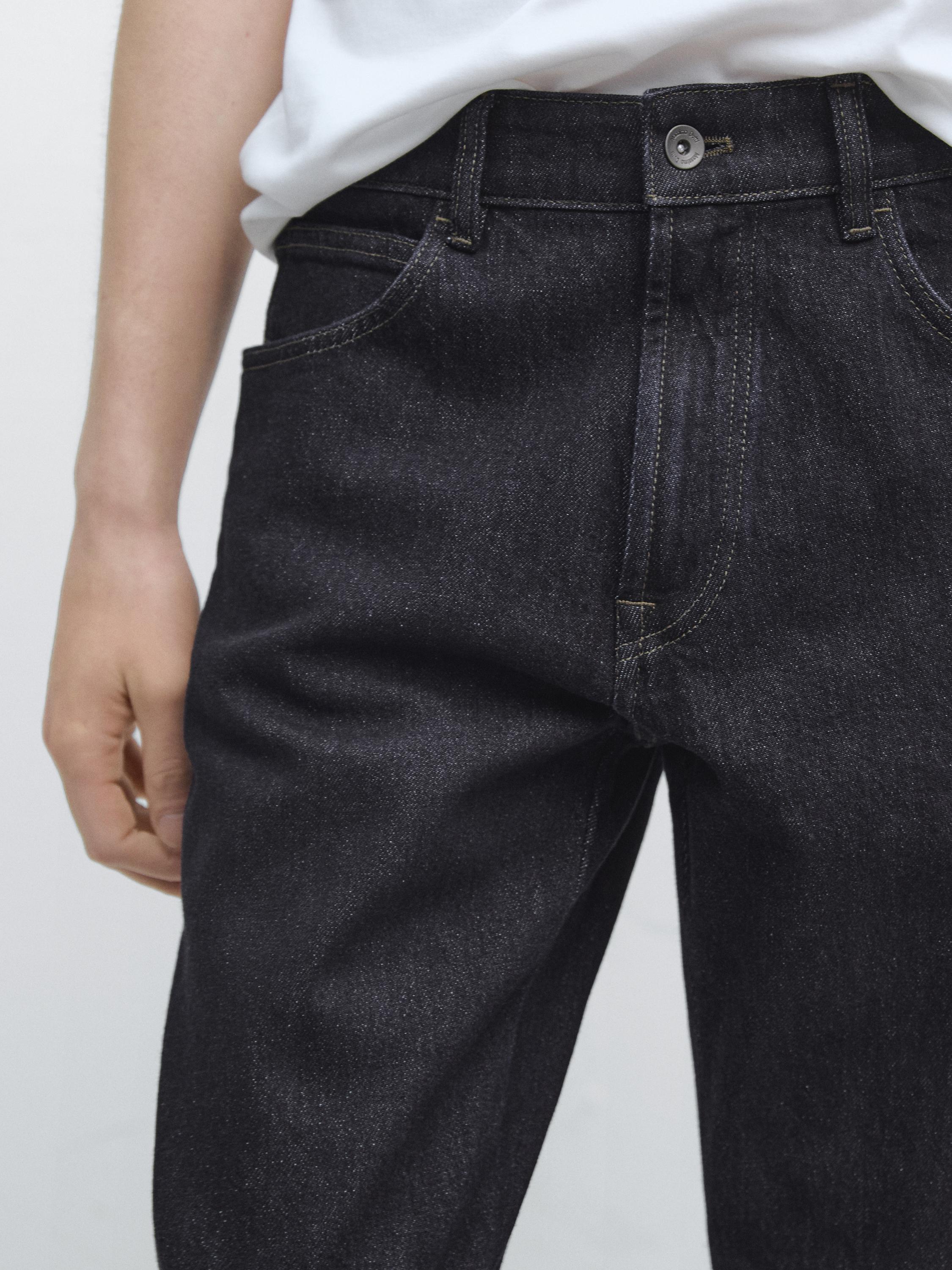 Rinse wash tapered fit jeans
