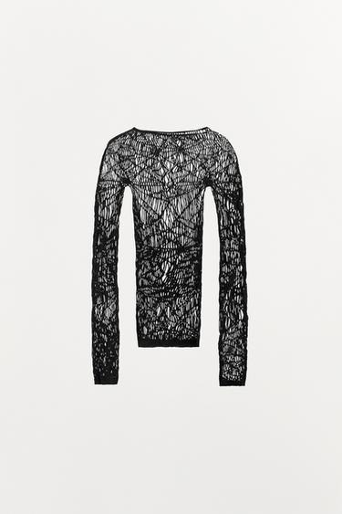 T-SHIRT SEAMLESS SEMI-TRANSPARENT LIMITED EDITION - Noir de Zara - Image 3
