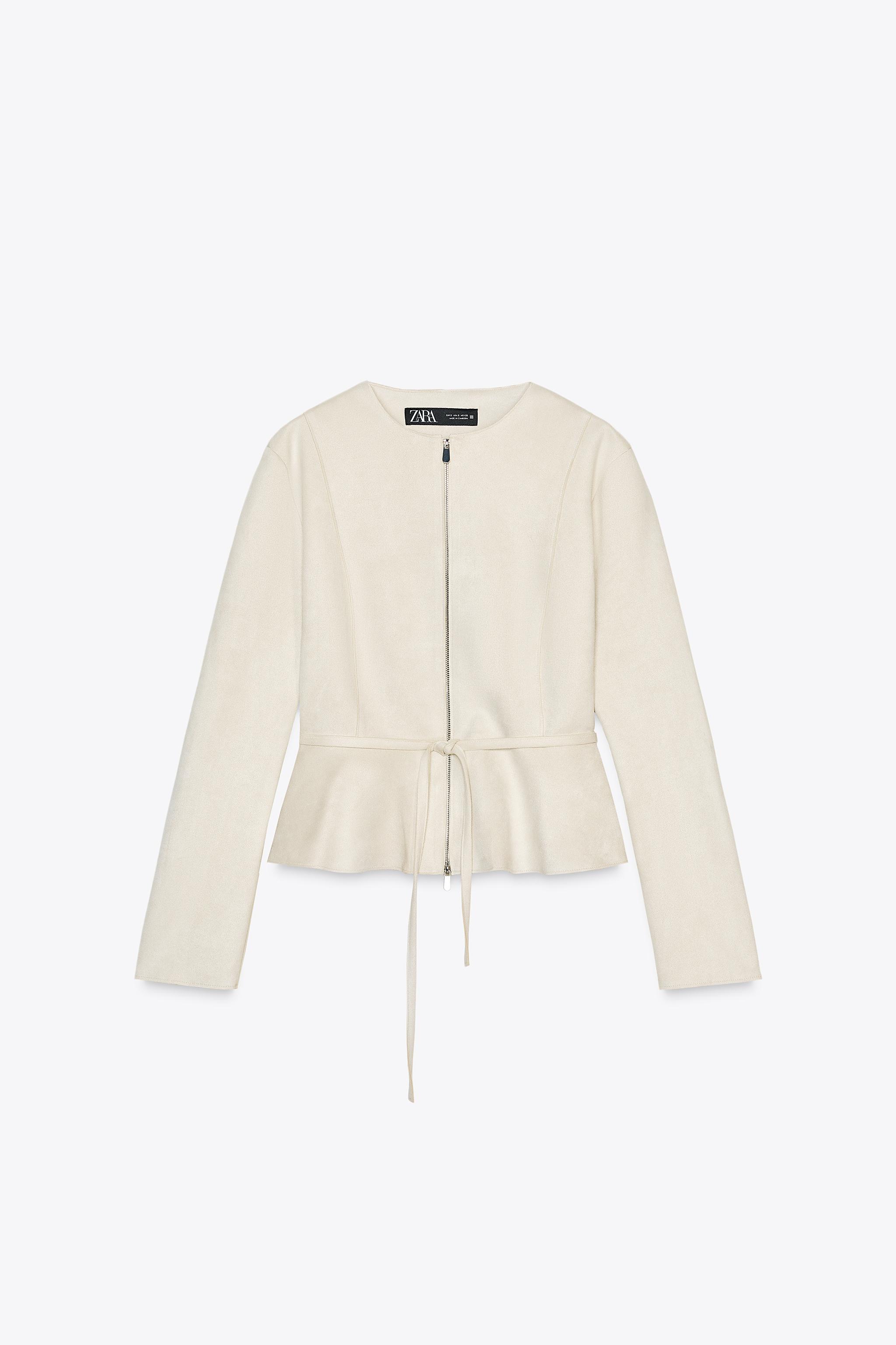 安心★関税込み★ZARA★FAUX SUEDE EFFECT PEPLUM JACKET FAUX SUEDE PEPLUM JACKET - Ecru | ZARA United States