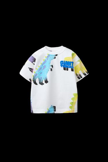 DINOSAUR PRINT T-SHIRT - White by Zara - Image 0