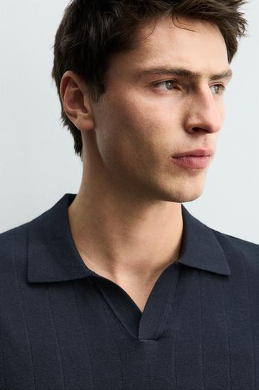 POLO EN MAILLE REGULAR FIT - Bleu marine foncé de Zara - Image 4