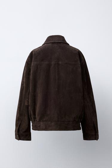 100% LEATHER JACKET - Chocolate by Zara - Image 3