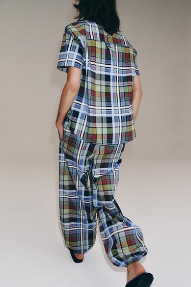 PANTALON BOUFFANT À CARREAUX ZW COLLECTION - Multicolore de Zara - Image 2