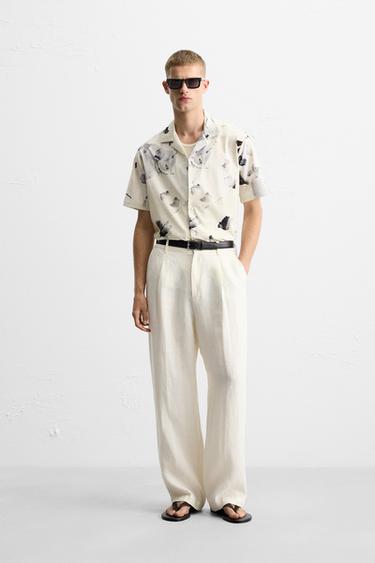 FLORAL PRINT STRETCH SHIRT - Beige by Zara - Image 0