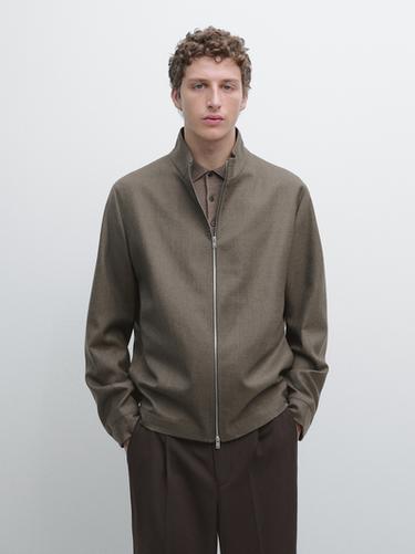 Cazadora mezcla lana fría - Crudo medio de Zara