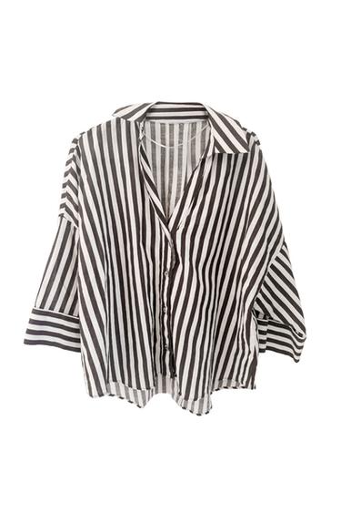 CHEMISE À RAYURE MARRON ET BLANCHE