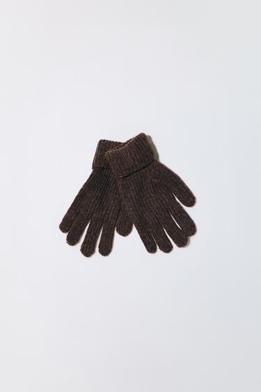 GANTS EN MAILLE LISSE - Marron de Zara