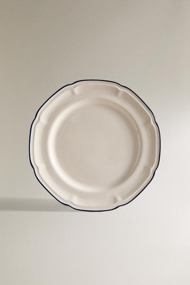 Zara DINNER PLATE WITH CONTRAST RIM - Blue - Image 0