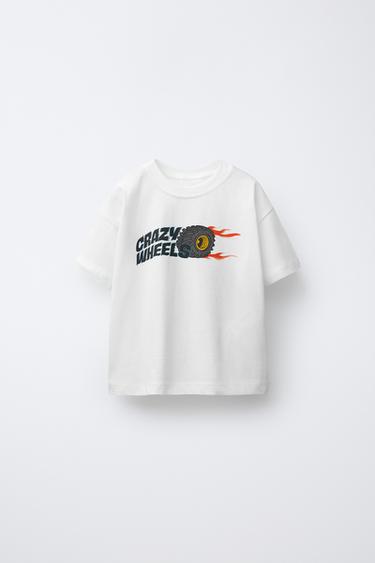 T-SHIRT ESTAMPADA COM CARROS - Branco-marfim da Zara - Imagem 0