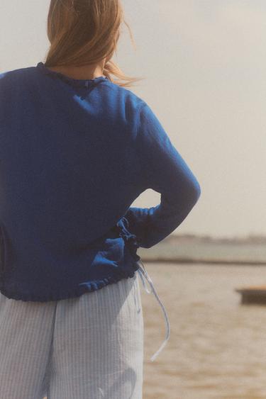 RUFFLE TRIM CARDIGAN - Bluish by Zara - Image 2