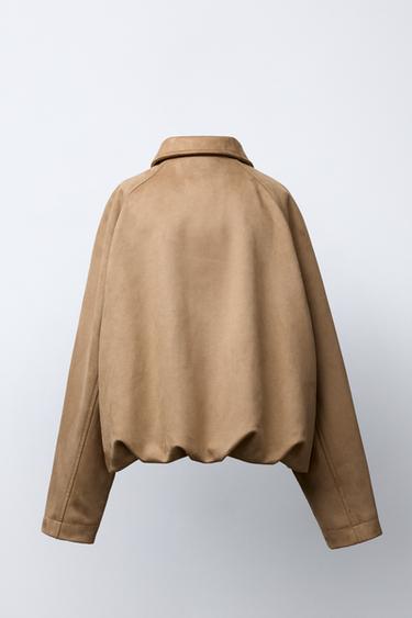 FAUX SUEDE BOMBER JACKET - Sand by Zara - Image 3