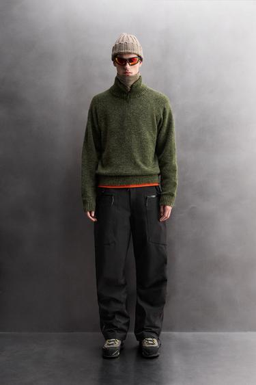 PULL EN LAINE AVEC COL ZIPPÉ - Vert chiné de Zara - Image 0