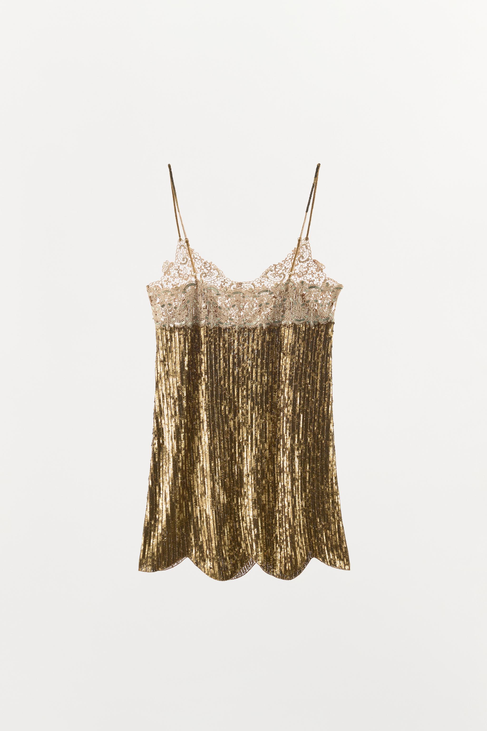 SEQUIN LACE MINI DRESS