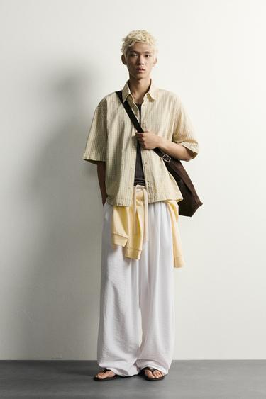 РУБАШКА BOXY FIT В КЛЕТКУ — Белый / Зеленый от Zara
