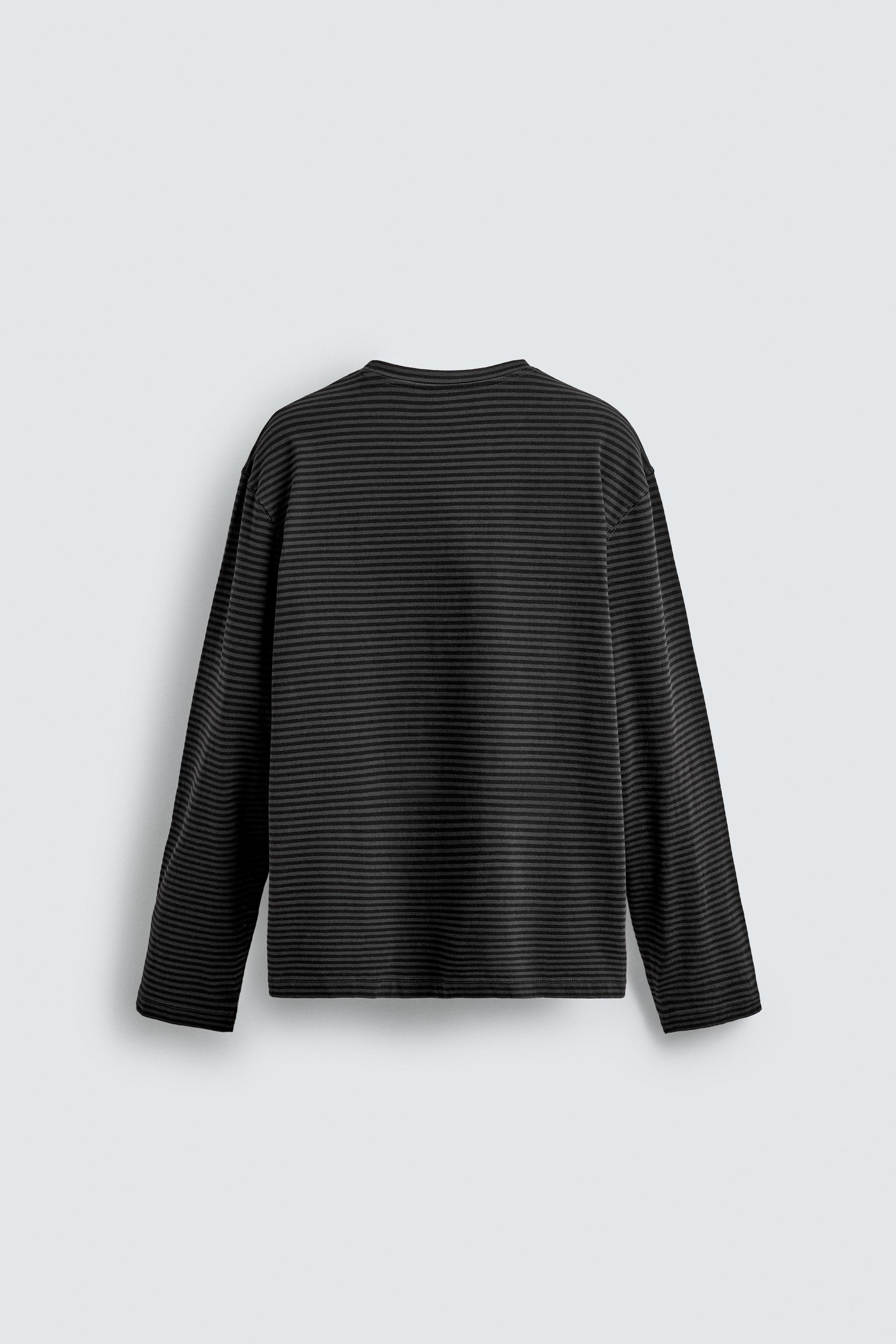 YIKANMIŞ ÇİZGİLİ T-SHIRT - Gri | ZARA Türkiye / Turkey