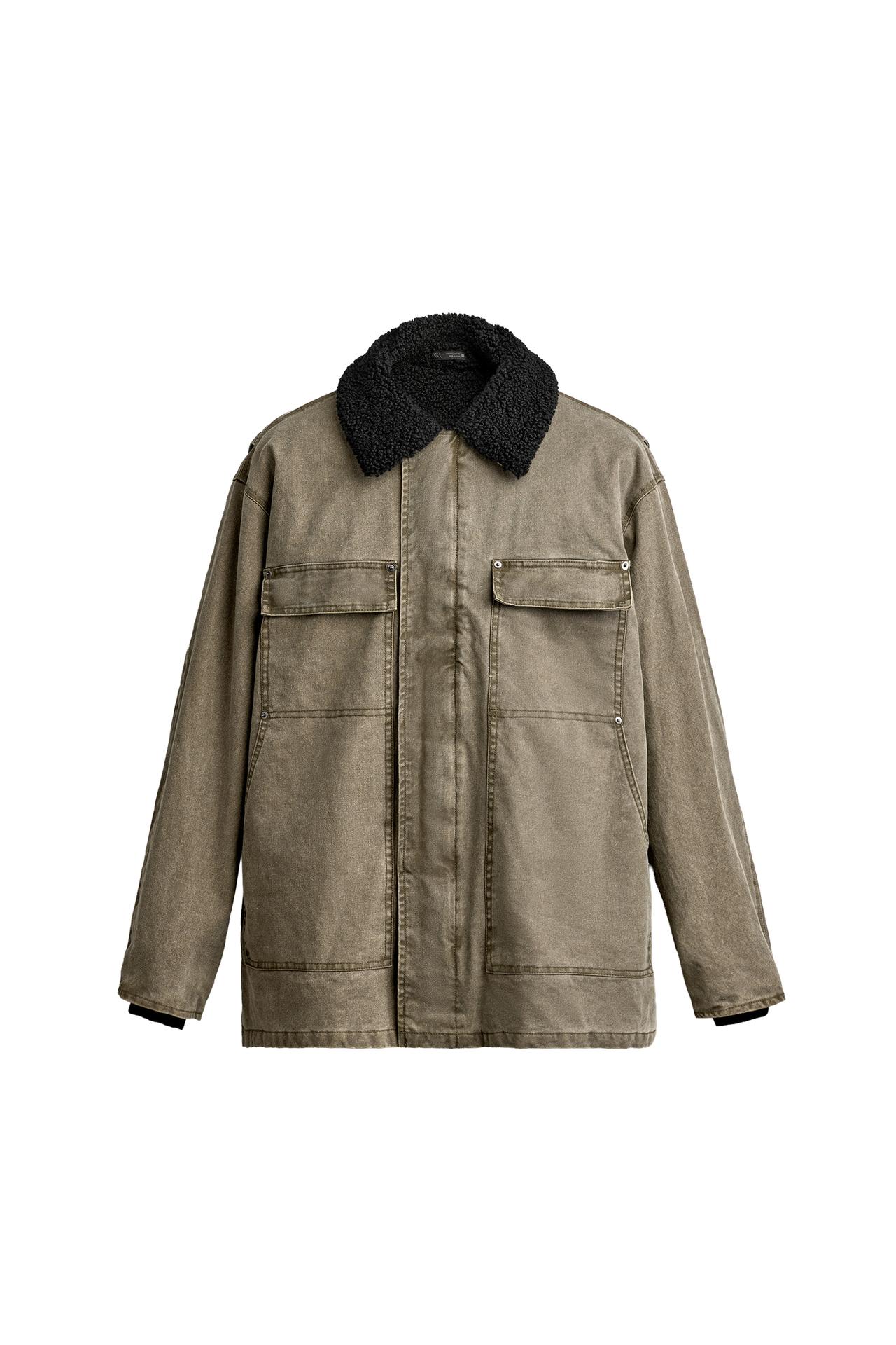 SHORT FAUX SHEARLING COMBINED COAT