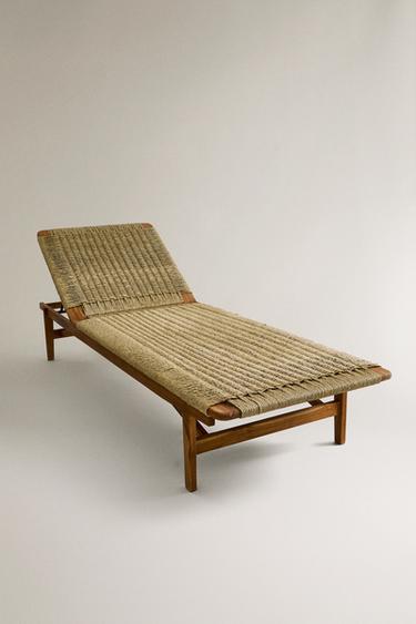 Zara TEAK OUTDOOR LOUNGER - Light beige - Image 0
