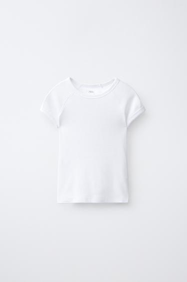 PLAIN COTTON AND MODAL T-SHIRT - White by Zara