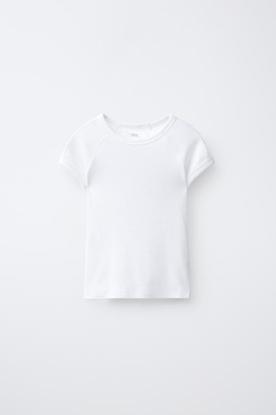 PLAIN COTTON AND MODAL T-SHIRT - White by Zara - Image 0