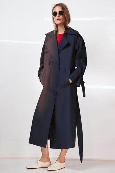 ZW COLLECTION OVERSIZE BELTED TRENCH COAT - Blue by Zara