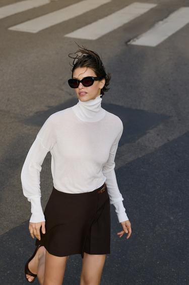 MINI SKIRT WITH BELT LOOP - Brown by Zara - Image 2