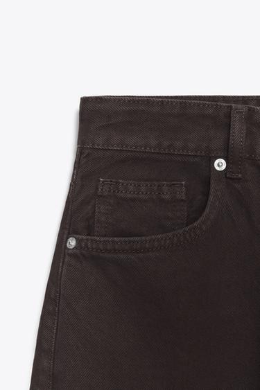 Zara TRF EXTRA WIDE LEG HIGH WAIST JEANS - Brown