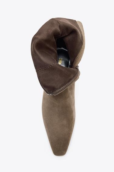 SUEDE KITTEN HEEL ANKLE BOOTS - Taupe Grey by Zara - Image 5