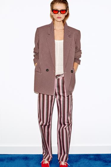 BLAZER CRUZADA OVERSIZE CUADRO VICHY - Rosa de Zara - Imagen 0